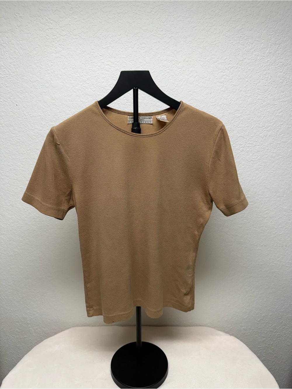 Carolyn Taylor Tan Short Sleeve Crewneck Top